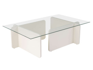 Tavolino in vetro "Flavio" 105 x 65 x 30 cm - Legno bianco