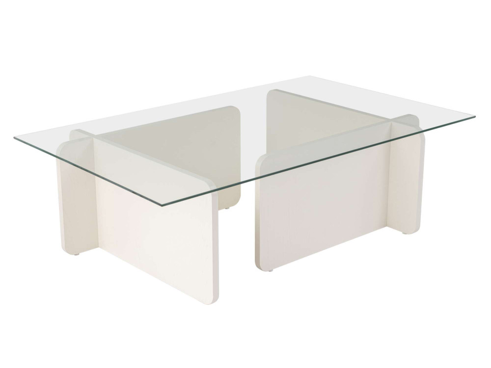Tavolino in vetro "Flavio" 105 x 65 x 30 cm - Legno bianco