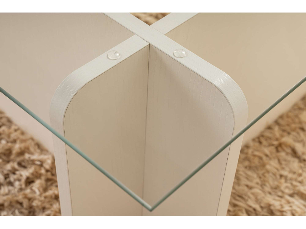 Tavolino in vetro "Flavio" 105 x 65 x 30 cm - Legno bianco