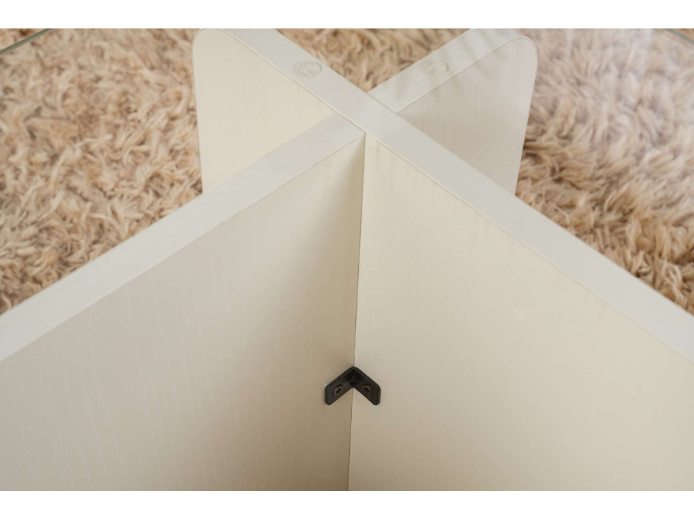 Tavolino in vetro "Flavio" 105 x 65 x 30 cm - Legno bianco