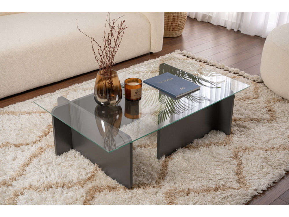 Tavolino in vetro "Flavio" 105 x 65 x 30 cm - Antracite