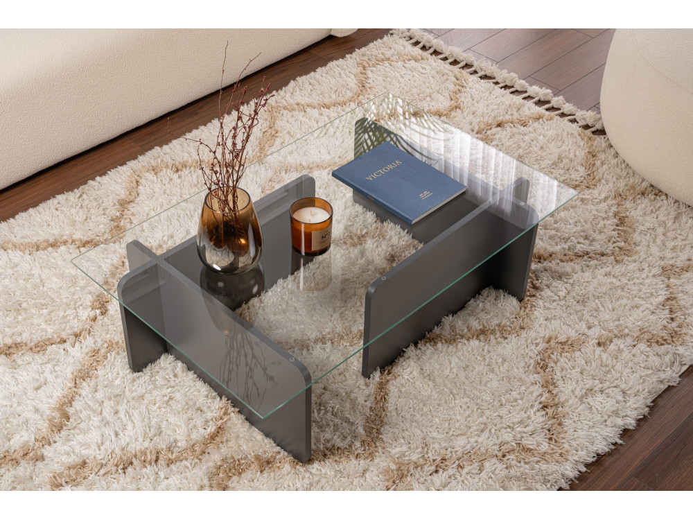 Tavolino in vetro "Flavio" 105 x 65 x 30 cm - Antracite