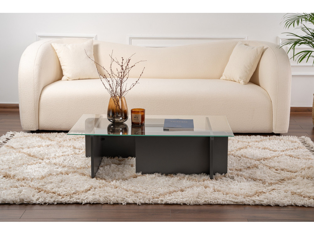 Tavolino in vetro "Flavio" 105 x 65 x 30 cm - Antracite