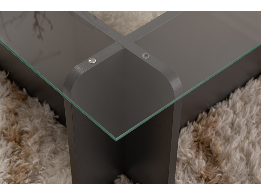 Tavolino in vetro "Flavio" 105 x 65 x 30 cm - Antracite