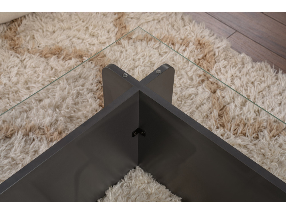 Tavolino in vetro "Flavio" 105 x 65 x 30 cm - Antracite