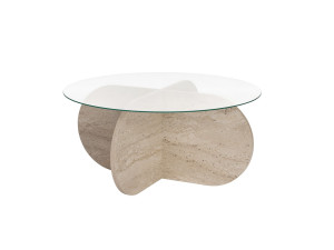 Tavolino in legno "Aeris" - 75 x 75 x 35 cm - TravertinoTrasparente