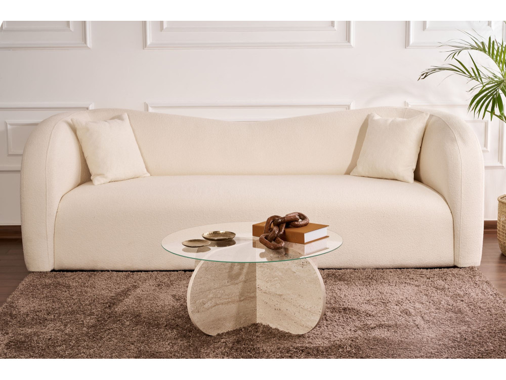 Tavolino in legno "Aeris" - 75 x 75 x 35 cm - TravertinoTrasparente