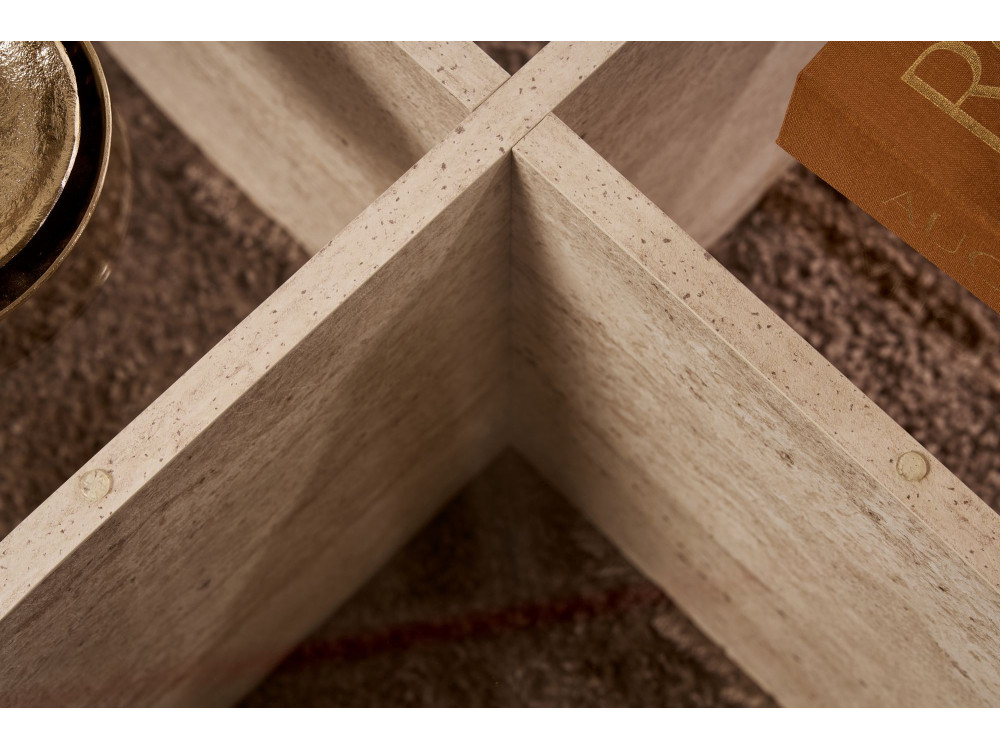 Tavolino in legno "Aeris" - 75 x 75 x 35 cm - TravertinoTrasparente