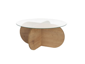 Tavolo basso in legno "Aeris" - 75 x 75 x 35 cm - Chêne Saphir Trasparente