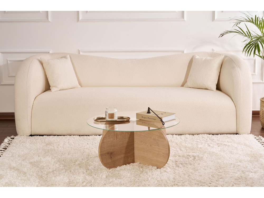 Tavolo basso in legno "Aeris" - 75 x 75 x 35 cm - Chêne Saphir Trasparente