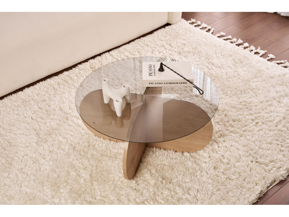 Tavolo basso in legno "Aeris" - 75 x 75 x 35 cm - Chêne Saphir Fumées