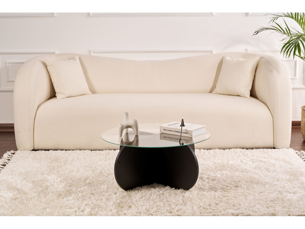 Tavolo basso in legno "Aeris" - 75 x 75 x 35 cm - Bois Noir Fumée