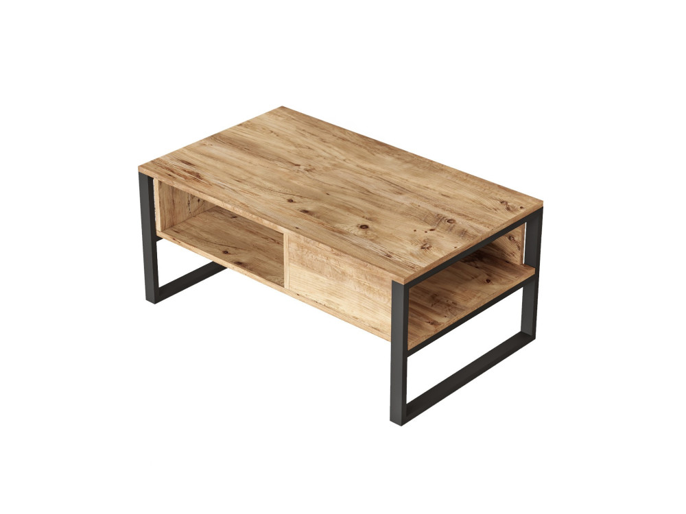 Tavolino da caffè in legno "ML34" - 100 x 59 x 44 cm - Pino atlantico