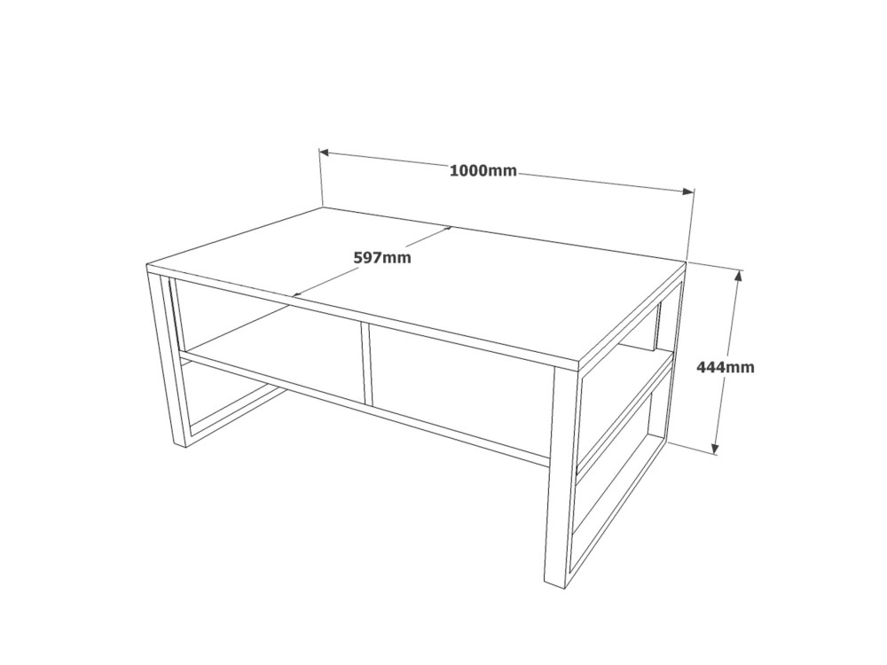 Tavolino da caffè in legno "ML34" - 100 x 59 x 44 cm - Pino atlantico