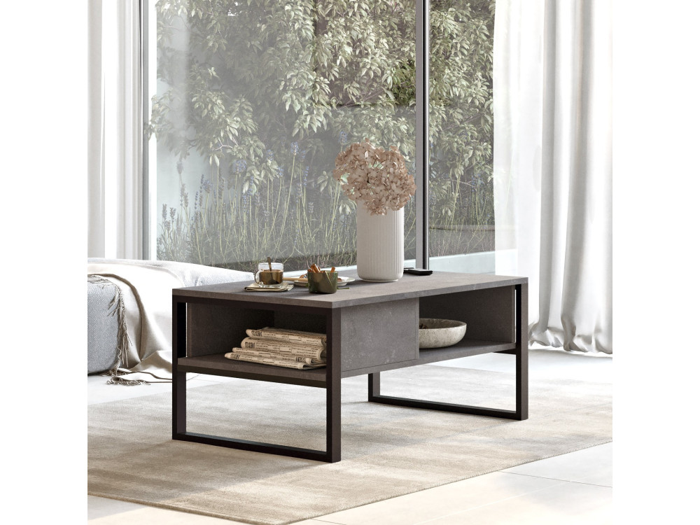 Tavolino da caffè in legno "ML34" - 100 x 59 x 44 cm - Argento