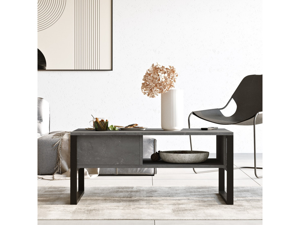 Tavolino da caffè in legno "ML34" - 100 x 59 x 44 cm - Argento