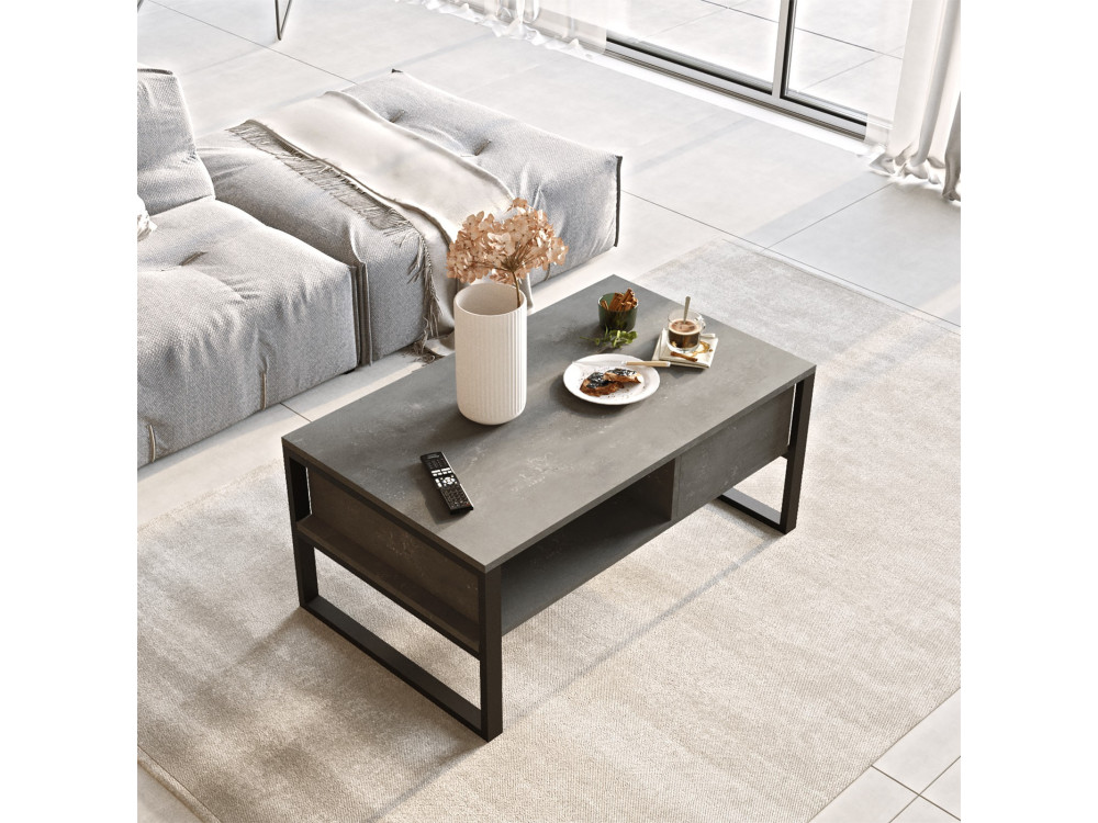 Tavolino da caffè in legno "ML34" - 100 x 59 x 44 cm - Argento