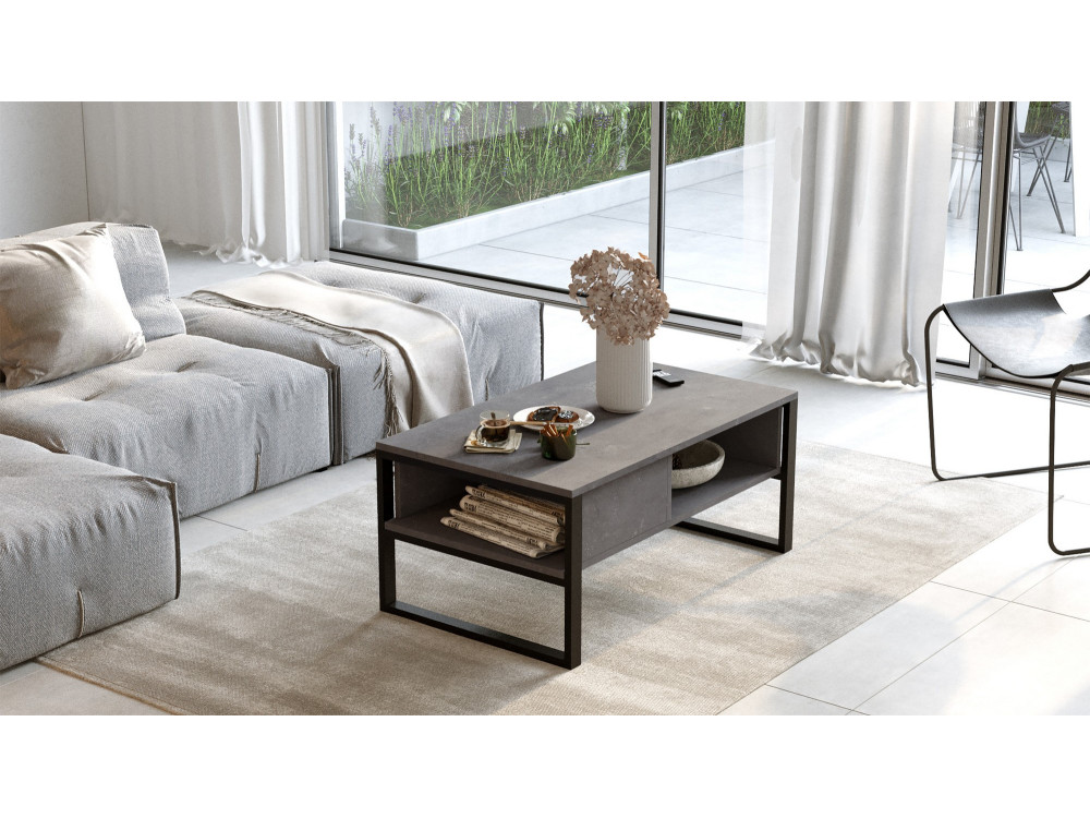 Tavolino da caffè in legno "ML34" - 100 x 59 x 44 cm - Argento