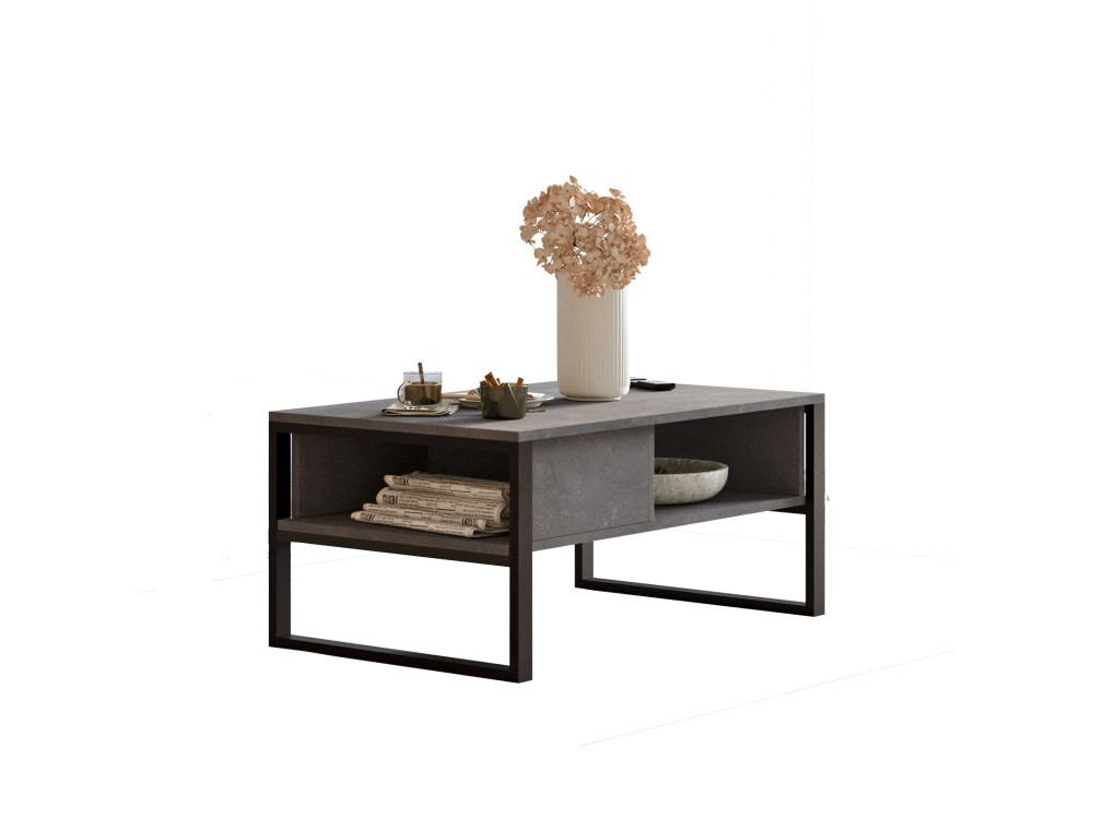 Tavolino da caffè in legno "ML34" - 100 x 59 x 44 cm - Argento