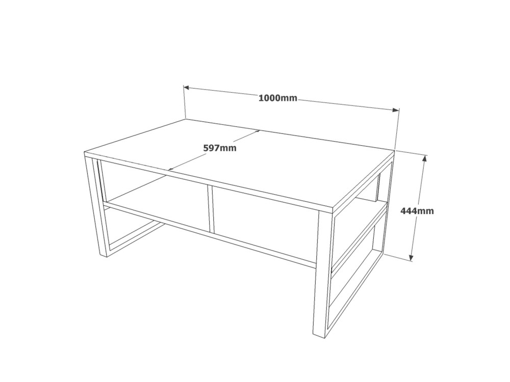 Tavolino da caffè in legno "ML34" - 100 x 59 x 44 cm - Argento