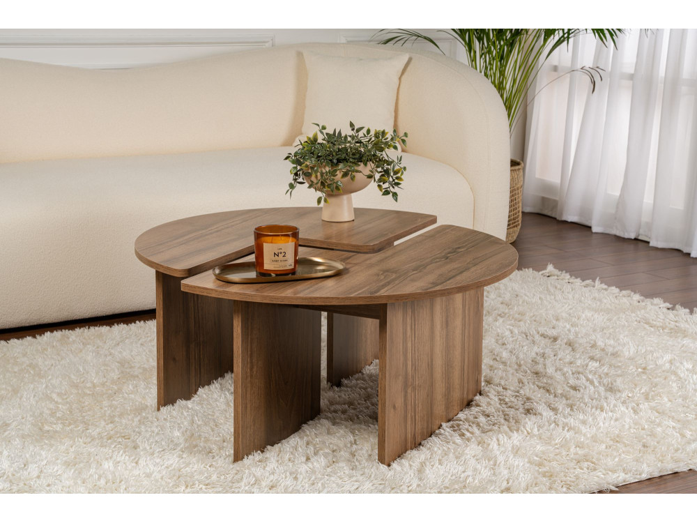 Tavolino da caffè in legno "Moira" - 90 x 90 x 41 cm - Noce