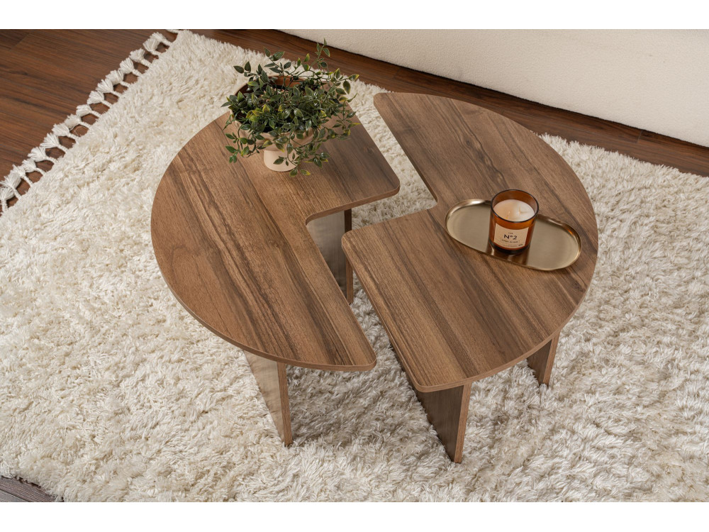 Tavolino da caffè in legno "Moira" - 90 x 90 x 41 cm - Noce