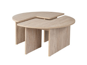 Tavolino da caffè in legno "Moira" - 90 x 90 x 41 cm - Travertino
