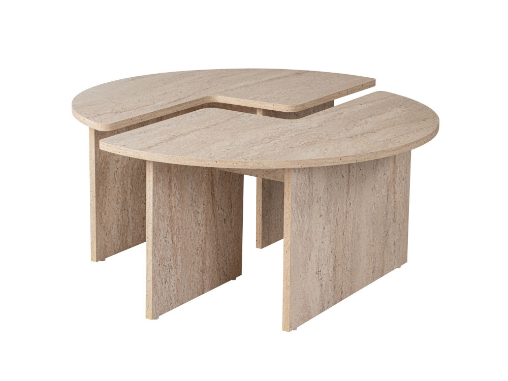 Tavolino da caffè in legno "Moira" - 90 x 90 x 41 cm - Travertino