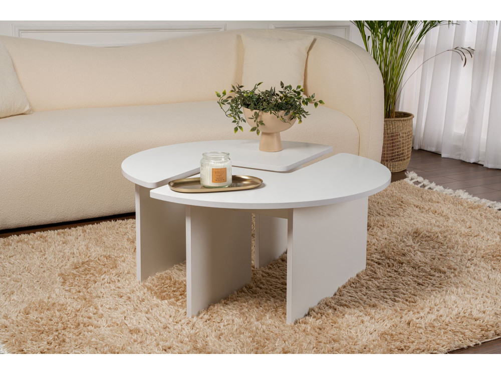 Tavolino in legno "Moira" 90 x 90 x 41 cm - Bianco naturale