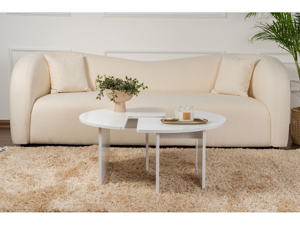 Tavolino in legno "Moira" 90 x 90 x 41 cm - Bianco naturale