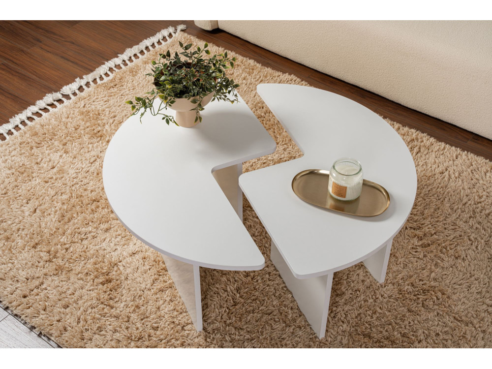 Tavolino in legno "Moira" 90 x 90 x 41 cm - Bianco naturale