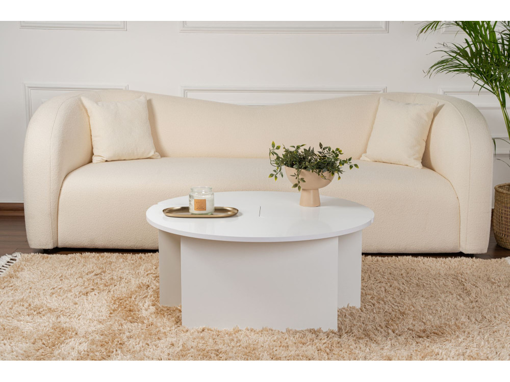 Tavolino in legno "Moira" 90 x 90 x 41 cm - Bianco naturale