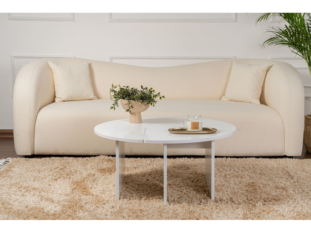 Tavolino in legno "Moira" 90 x 90 x 41 cm - Bianco naturale
