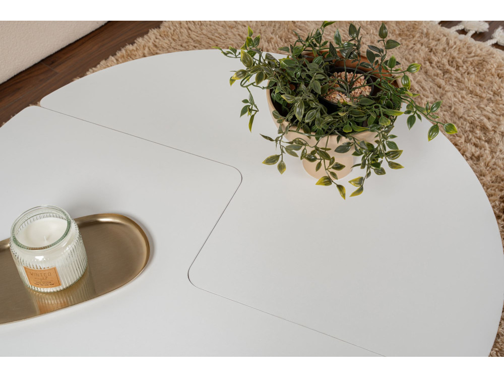 Tavolino in legno "Moira" 90 x 90 x 41 cm - Bianco naturale