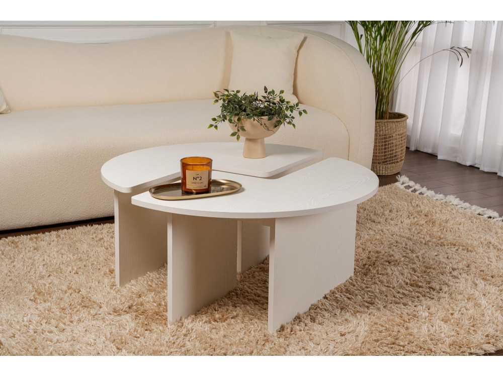 Tavolino in legno "Moira" 90 x 90 x 41 cm - Legno bianco