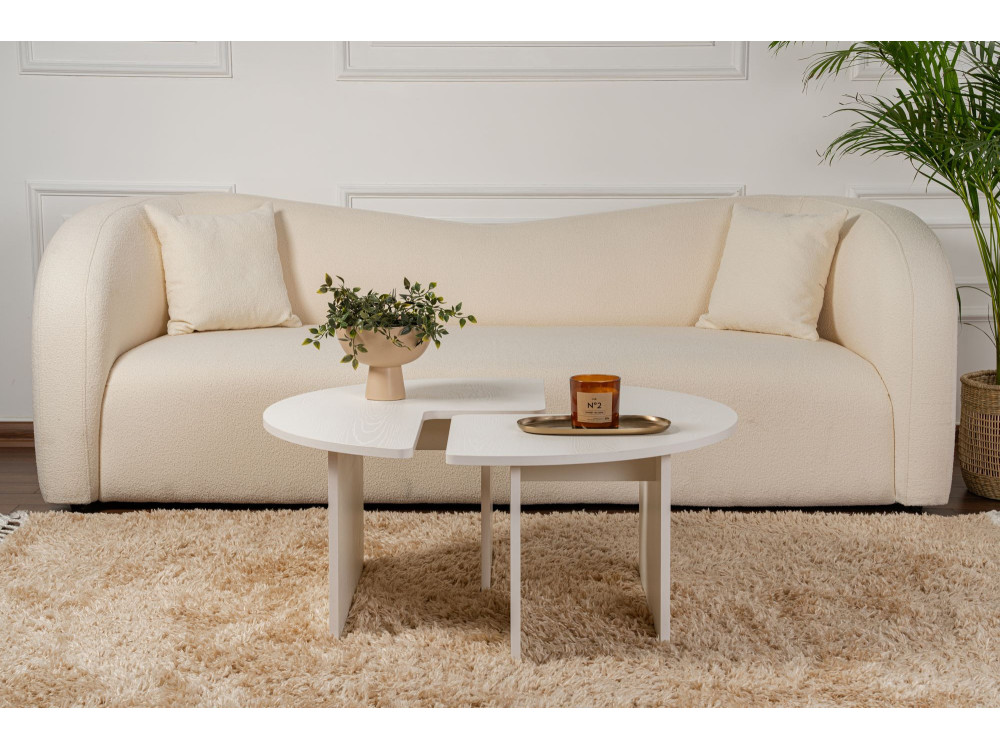 Tavolino in legno "Moira" 90 x 90 x 41 cm - Legno bianco