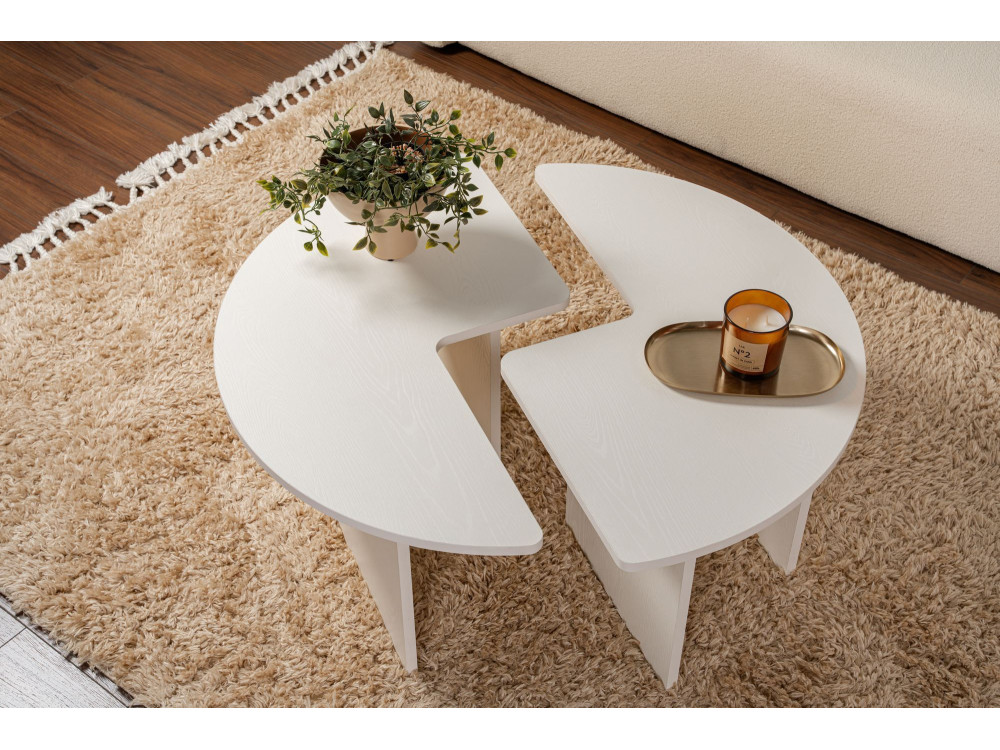Tavolino in legno "Moira" 90 x 90 x 41 cm - Legno bianco