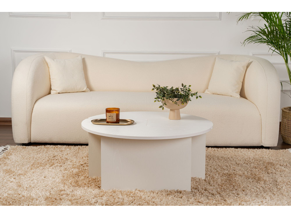Tavolino in legno "Moira" 90 x 90 x 41 cm - Legno bianco