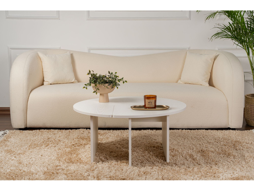 Tavolino in legno "Moira" 90 x 90 x 41 cm - Legno bianco