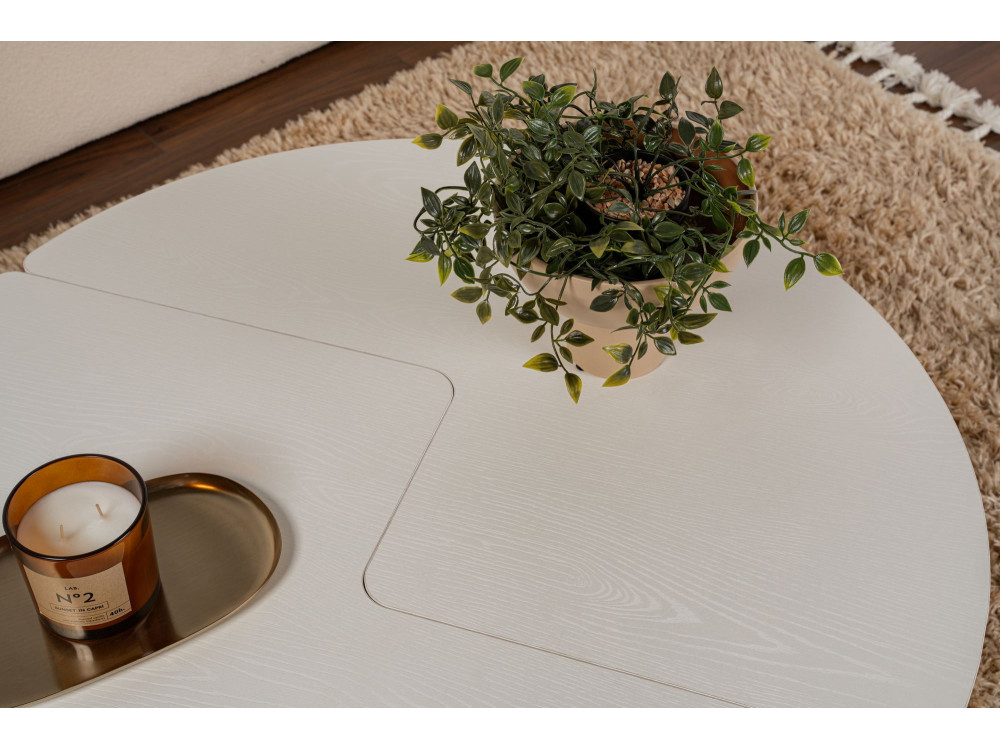 Tavolino in legno "Moira" 90 x 90 x 41 cm - Legno bianco