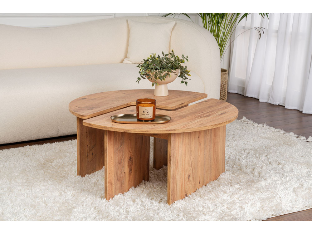 Tavolino in legno "Moira" 90 x 90 x 41 cm - Pino Atlantico