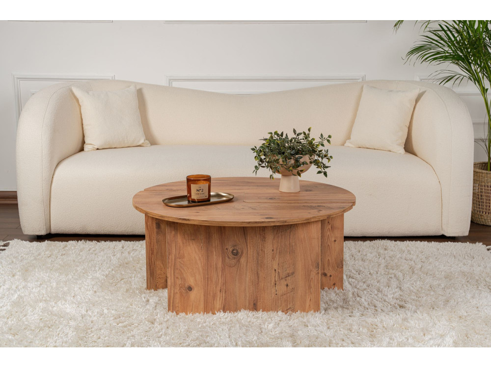 Tavolino in legno "Moira" 90 x 90 x 41 cm - Pino Atlantico