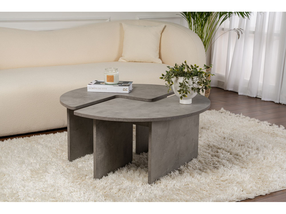 Tavolino in legno "Moira" 90 x 90 x 41 cm - Grigio cemento