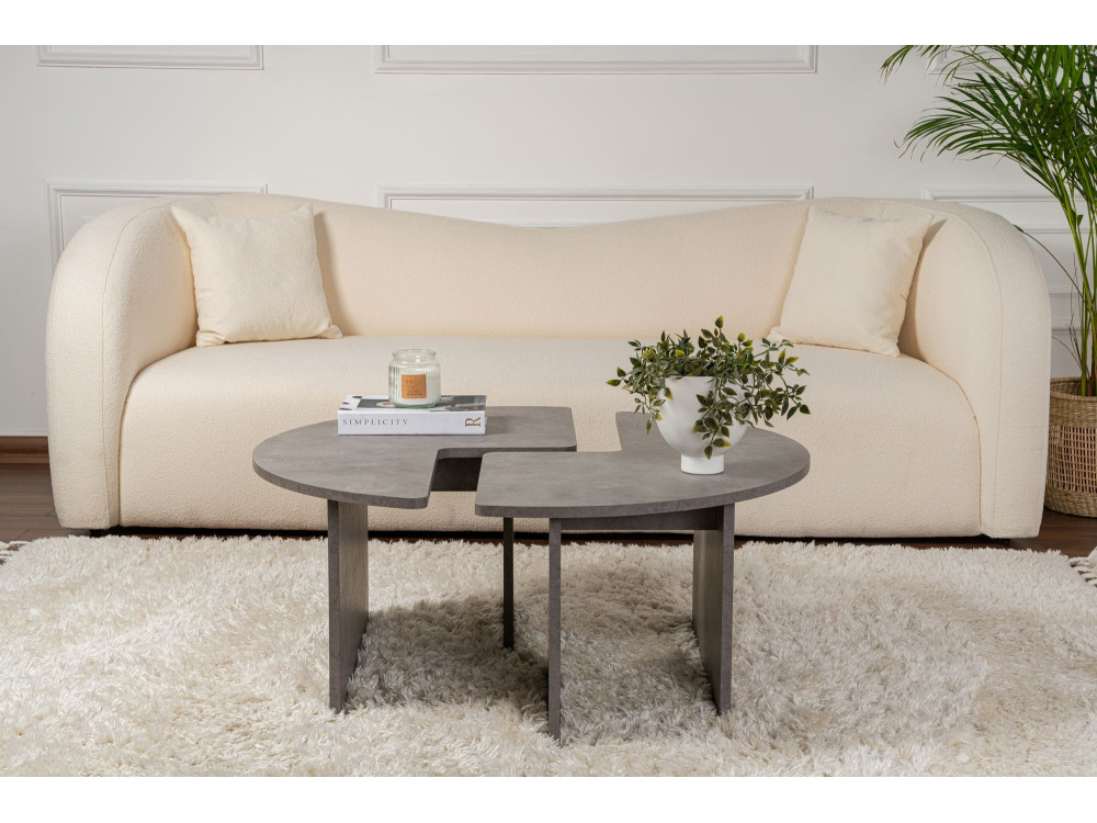 Tavolino in legno "Moira" 90 x 90 x 41 cm - Grigio cemento
