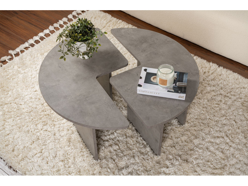 Tavolino in legno "Moira" 90 x 90 x 41 cm - Grigio cemento