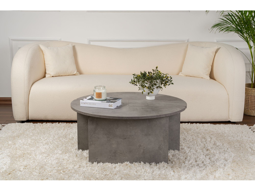 Tavolino in legno "Moira" 90 x 90 x 41 cm - Grigio cemento