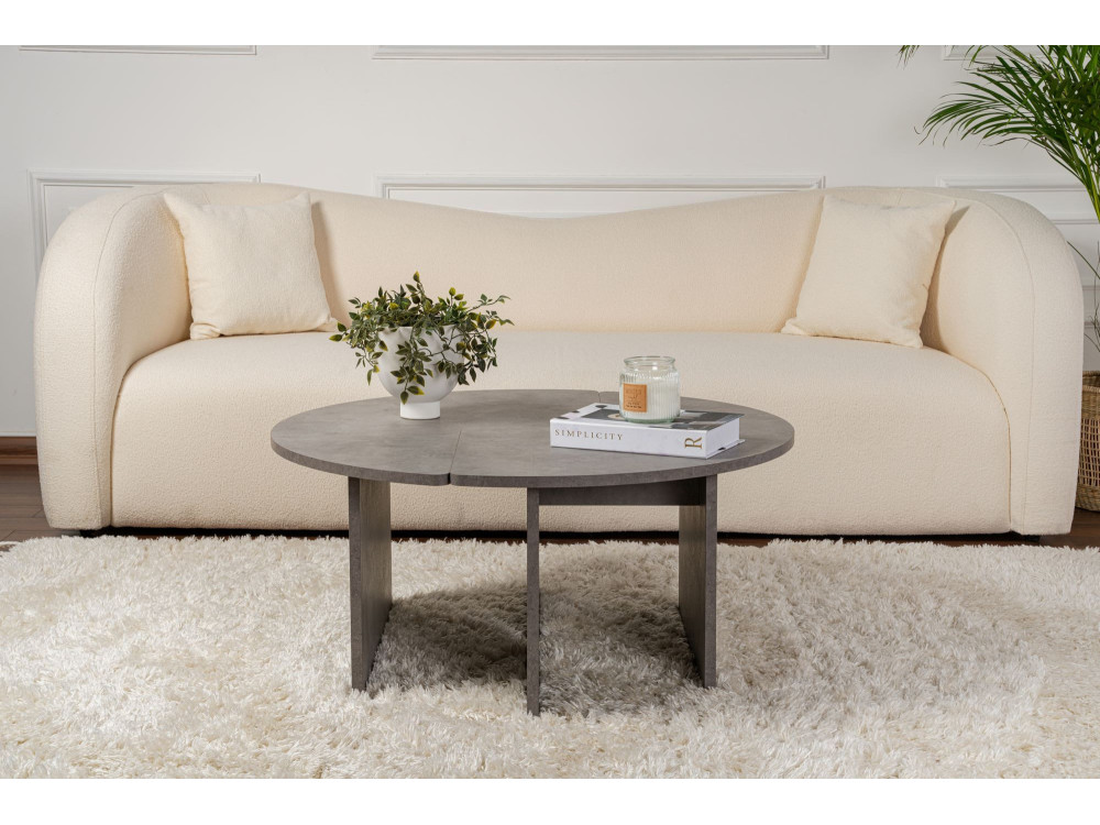 Tavolino in legno "Moira" 90 x 90 x 41 cm - Grigio cemento