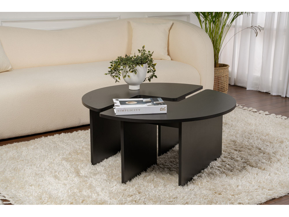 Tavolino in legno "Moira" 90 x 90 x 41 cm - Legno nero