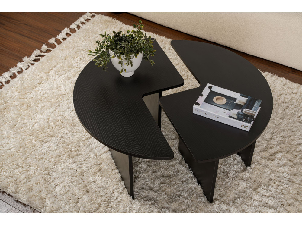 Tavolino in legno "Moira" 90 x 90 x 41 cm - Legno nero