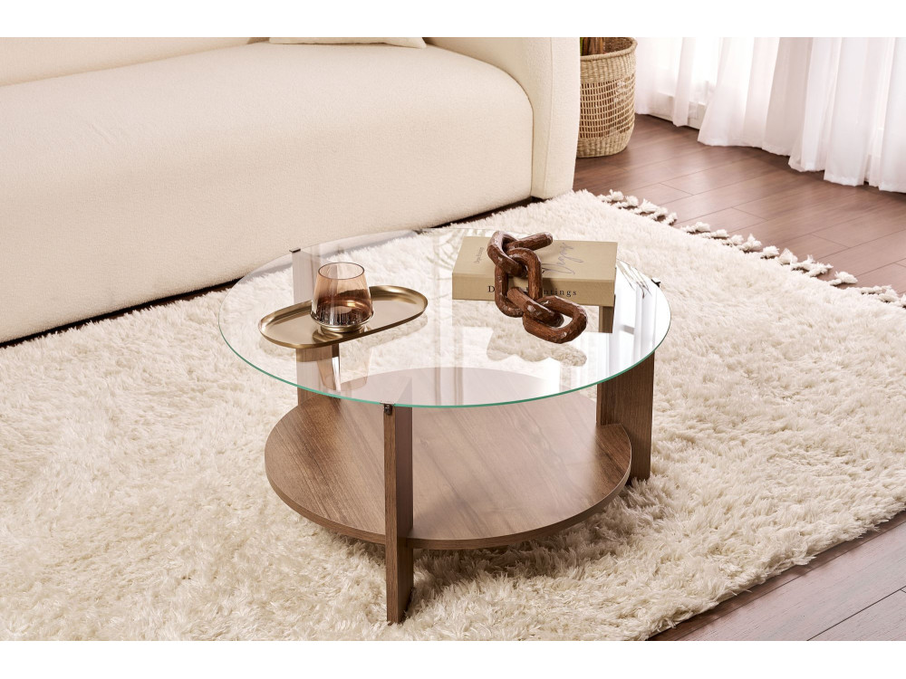 Tavolino in legno "Clara" - 75 x 75 x 40 cm - NoceTrasparente
